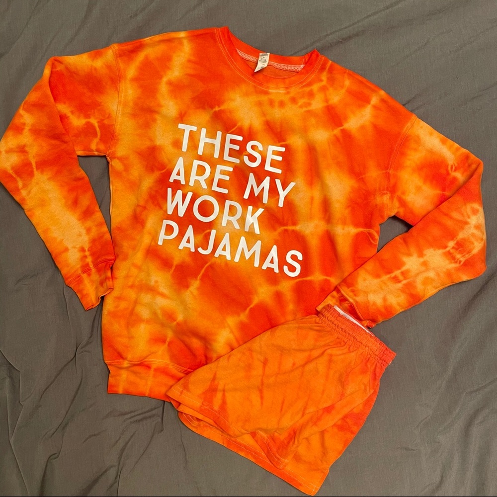 Tie-dye loungewear sweater and short set